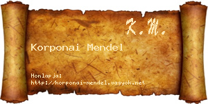 Korponai Mendel névjegykártya